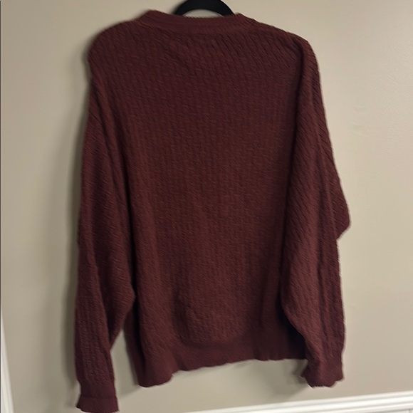 Members Only Burgundy Crewneck Sweater with Chunky Knit and Relaxed Fit - Picture 3 of 3